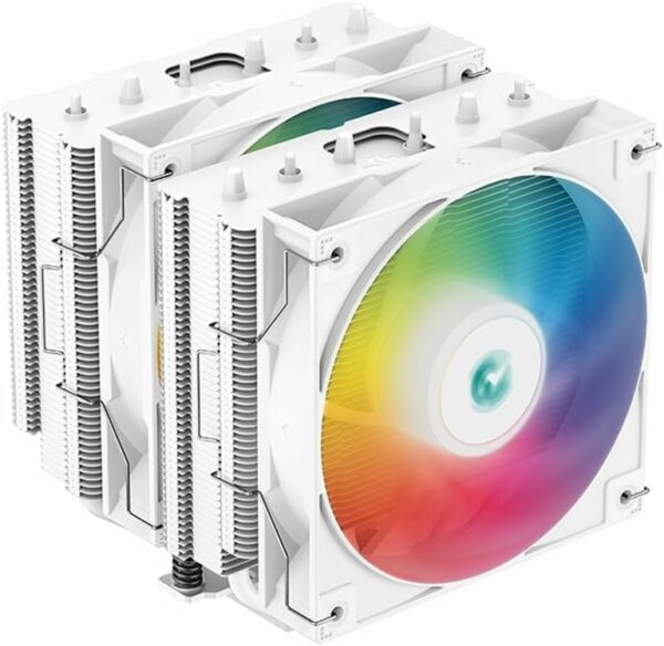 Cooler Deepcool „AG620 WH”, compatibil skt. Intel si AMD, racire cu aer, ventilator 120 mm x 2, 1850 rpm, inaltime cooler 157mm, 6 heatpipe, iluminat RGB „R-AG620-WHANMN-G-2” (timbru verde 0.8 lei)