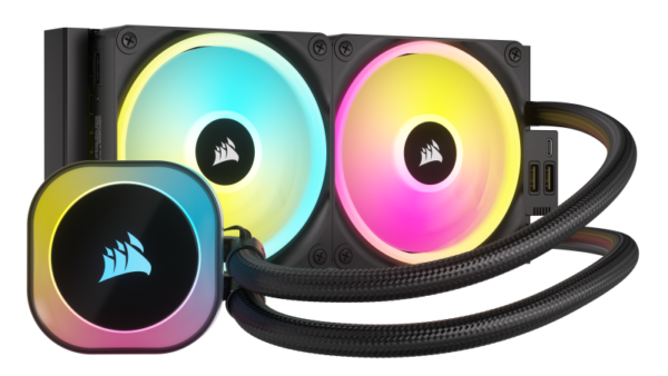 Cooler Corsair „iCUE LINK H100i RGB”, skt universal, racire cu lichid, ventilator 120 mm x 2, 2400 rpm, iluminat RGB, „CW-9061001-WW” (timbru verde 2 lei)