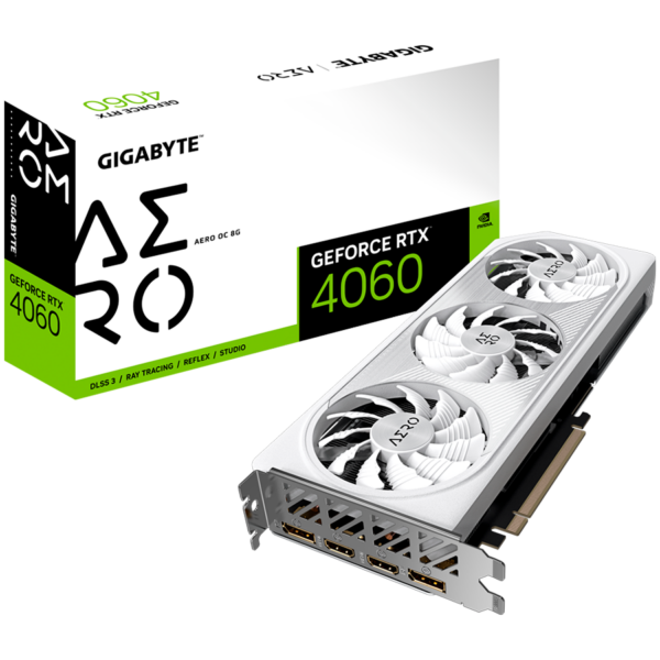 GIGABYTE Video Card NVIDIA GeForce RTX 4060 AERO OC 8G, GDDR6 8GB/128bit, PCI-E 4.0 x8, 1×8-pin, Retail „GV-N4060AERO OC-8GD”