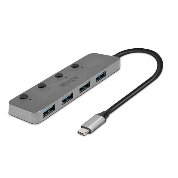 Hub Lindy 4 Port USB 3.2 buton On/Off „LY-43383” (timbru verde 0.18 lei)
