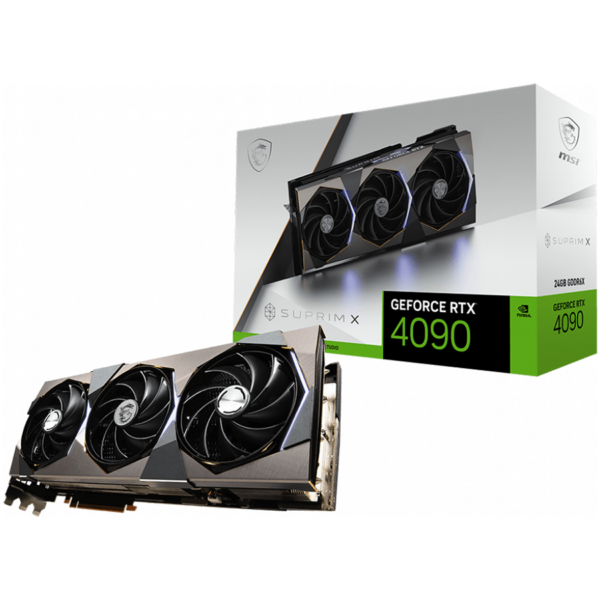 MSI Video Card NVidia RTX 4090 SUPRIM X 24G (24GB GDDR6X/384bit, PCI-E Gen4, 1x 16-pin Power Connector, 3x DP, 1x HDMI, 850W recommended PSU, ATX Retail) „RTX_4090_SUPRIM_X_24G”