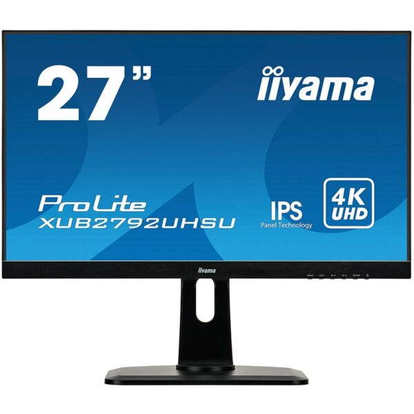 IIYAMA Monitor Prolite, 27″ ETE, ULTRA SLIM LINE, 3840×2160 UHD, IPS, 4ms, 13cm height adj. stand, 300cd/m2, DVI, HDMI, DisplayPort, Speakers, USB-HUB(2×3.0) „XUB2792UHSU-B1” (timbru verde 7 lei)