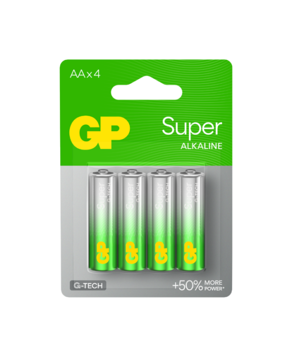 Baterie GP Batteries, Super Alcalina AA (LR6) 1.5V alcalina, blister 4 buc. „GP15AETA21-2GSB4” „GPPCA15AS598” (timbru verde 0.32 lei) 53874