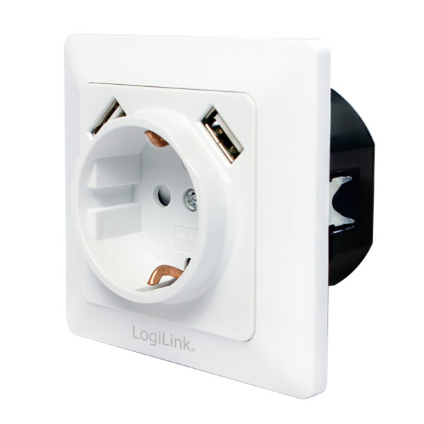 PRIZA LOGILINK, pentru perete, Schuko x 1, USB x2 5V/2.1A , 230V AC, 50 Hz, alb „PA0162”