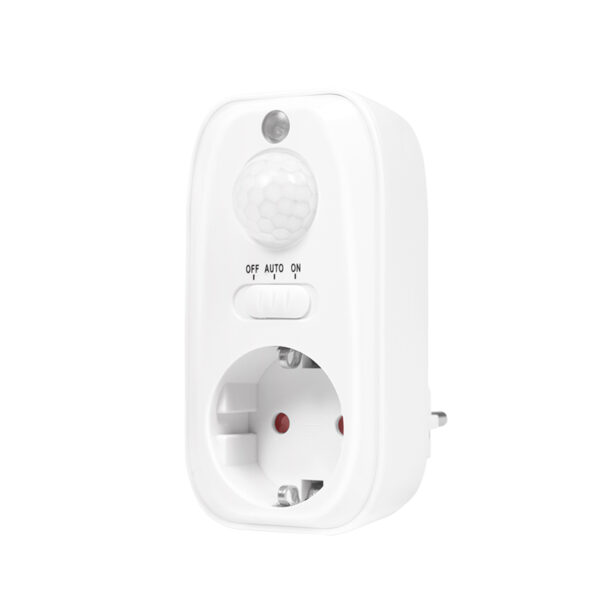 ADAPTOR LOGILINK, Schuko x 1, senzor miscare PIR, detector zi/noapte, IP20, 230 V/16A 50Hz max. 800W (bec luminos) sau max. 300W (LED), alb „PA0248”