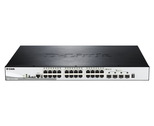 SWITCH POE D-Link, Gigabit x 24 POE, SFP+ x 4, 802.3at, Stackable Smart Managed, rackabil, carcasa metalica, „DGS-1510-28XMP” (timbru verde 10 lei)