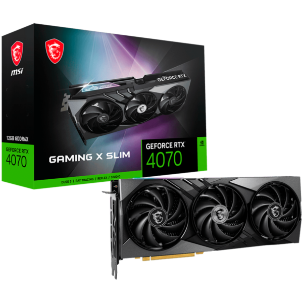 MSI Video Card Nvidia GeForce RTX 4070 GAMING X SLIM 12G, 12GB GDDR6X, 192bit, Boost: 2610 MHz, 5888 CUDA Cores, PCIe 4.0, 3x DP 1.4a, HDMI 2.1a, RAY TRACING, Triple Fan, 1x 16pin, 650W Recommended PSU, 3Y „RTX_4070_GAMING_X_SLIM_12G”