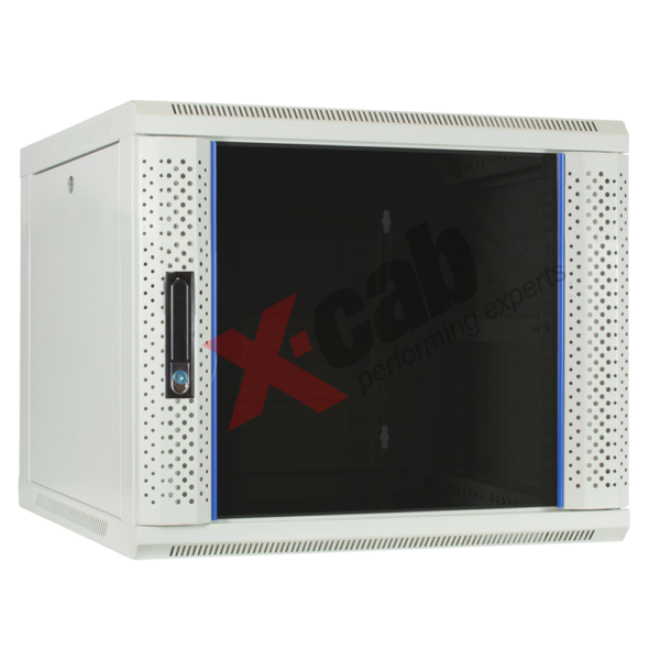 Cabinet metalic de perete 19″, tip rack wallmount, 9U 600×600 mm, Xcab S Gri „Xcab-9U60S.7035”