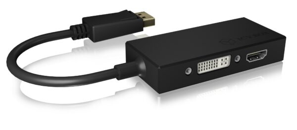 CABLU video Icy Box 3-in1 DP la HDMI, DVI-D, VGA, 4K la 30Hz, negru, „IB-AC1031” (timbru verde 0.08 lei)