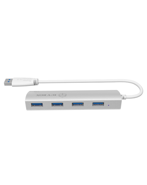 HUB extern Icy Box, porturi USB: USB 3.0 x 4, conectare prin USB Type-C, aluminiu, argintiu, „IB-AC6401” (timbru verde 0.8 lei)