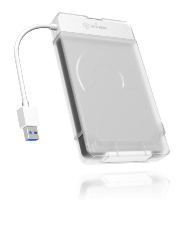 RACK HDD Icy Box SATA 2.5″ la 1x USB 3.2 Gen 1, carcasa HDD, inclusa, plastic, alb, „IB-AC703-U3” (timbru verde 0.8 lei)