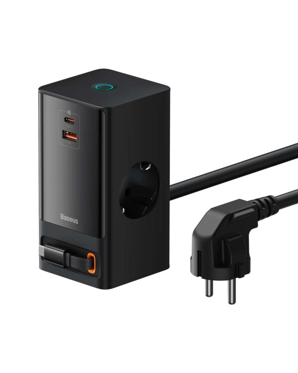 INCARCATOR RETEA Baseus GaN3 Pro Powerstrip, Quick Charge 65W, 2 x AC, 1 x USB Type-C Output 5V/3A, 1 x USB, lungime cablu 1.5m, negru „PSLR000301” (timbru verde 0.18 lei) – 6932172625436