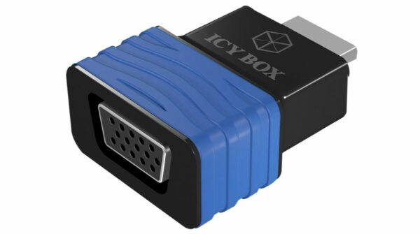 CABLU video Icy Box Dongle HDMI la VGA, Albsatru, plastic, negru, „IB-AC516” (timbru verde 0.08 lei)