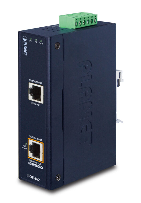 SWITCH Planet IP30, Industrial 802.3at (30W) High Power PoE Injector (-40 to 75 C) „IPOE-162” (timbru verde 2 lei)