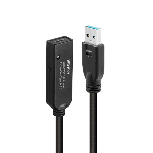 CABLURI USB pt. PC, imprimante – Lindy 10m USB 3.0 Act. Ext. A to C „LY-43376” (timbru verde 0.08 lei)