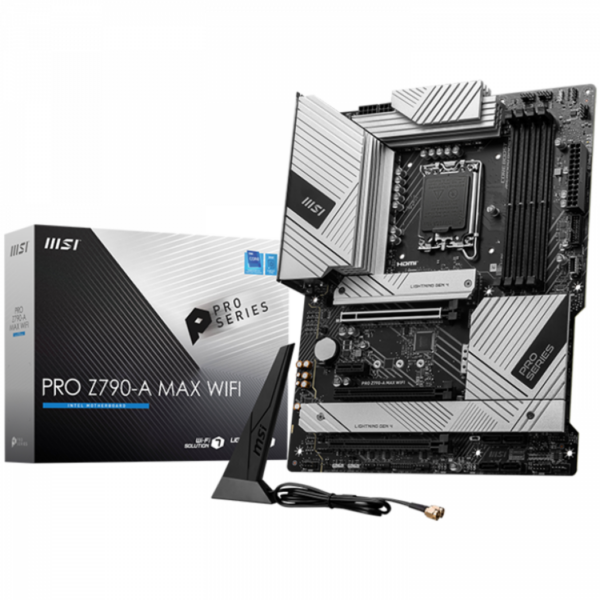 PLACI de BAZA MSI PRO Z790-A MAX WIFI, ATX, Socket 1700, Dual Channel 4xDDR5 7800+(OC)MHz, 3x PCIe x16 slot, 4x M.2 slot, 1x HDMI, 2x USB 3.2 Gen 1, 4x USB 2.0, 1x USB 3.2 Gen 2, 7.1 HD Audio, 2.5Gbps LAN, 3Y „PRO_Z790-A_MAX_WIFI”