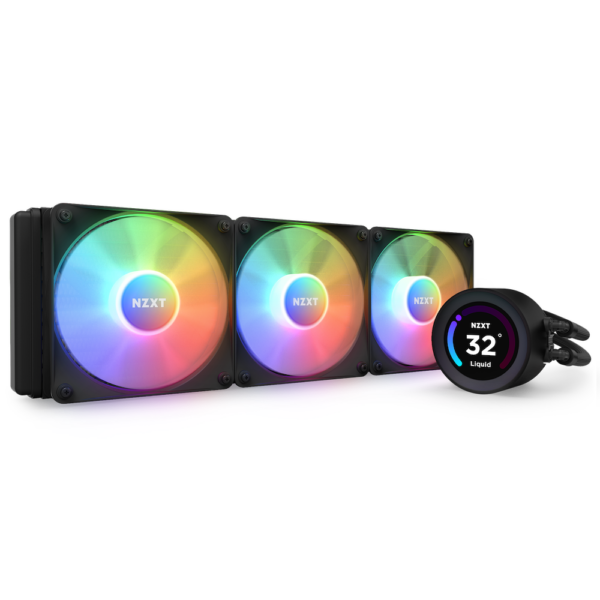 Cooler NZXT „Kraken Elite 360 RGB”, skt universal, racire cu lichid, ventilator 120 mm x 3, 1800 rpm, iluminat RGB, „RL-KR36E-B1” (timbru verde 2.00 lei)