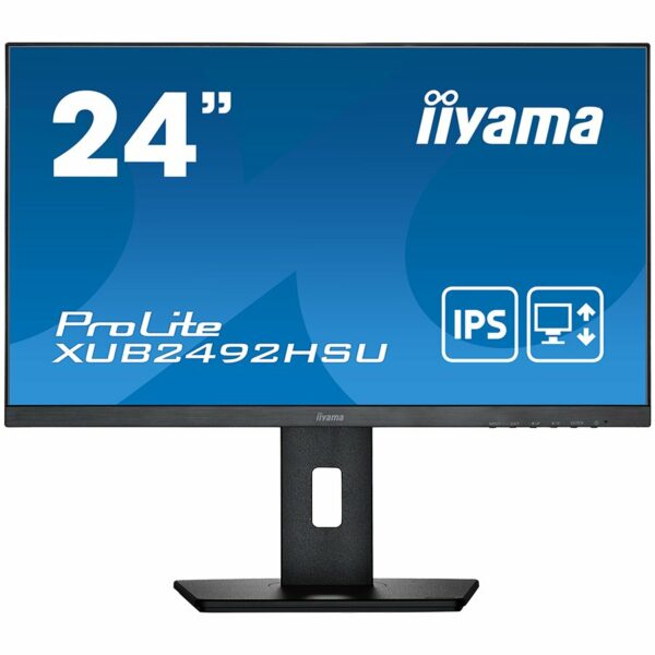 IIYAMA Monitor LED XUB2492HSU-B5 23.8″ IPS 1920 x 1080 75Hz 250 cd/m2 1000:1 4ms VGA, HDMI, DP, USB 2.0 Hub, height, swivel, tilt, pivot, 3y, Black „XUB2492HSU-B5” (timbru verde 7 lei)