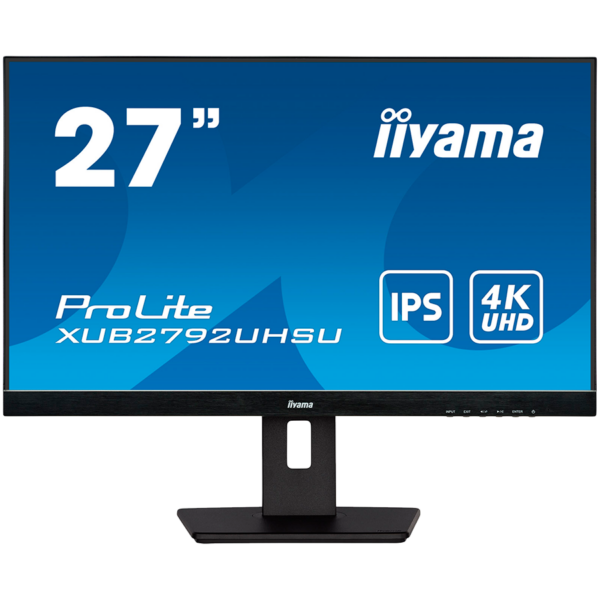 MONITOARE Iiyama 27″ ETE IPS-panel, 3840×2160 UHD, 4ms, 15cm height adj. stand, 300cd/m2, DVI, HDMI, DisplayPort, Speakers, USB-HUB 2x 3.0 „XUB2792UHSU-B5” (timbru verde 7 lei)