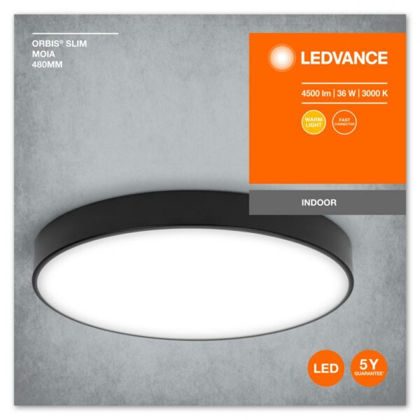 CORPURI de ILUMINAT Osram ORBIS SLIM MOIA 480MM 36W 830 BK LEDV „000004099854092480” (timbru verde 0.8 lei)