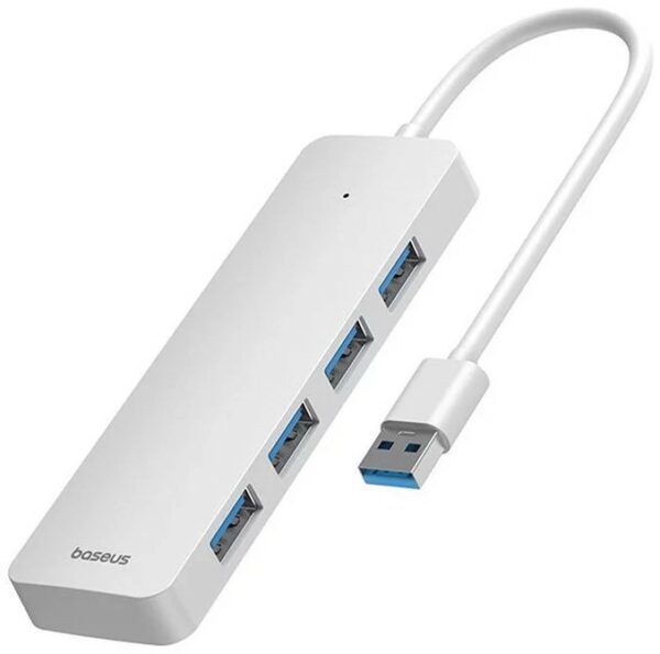 HUB USB Baseus UltraJoy 4 in 1, input USB, output 4 x USB 3.0, lungime cablu 15cm, alb „B0005280B211-00” (timbru verde 0.18 lei) – 6932172636494