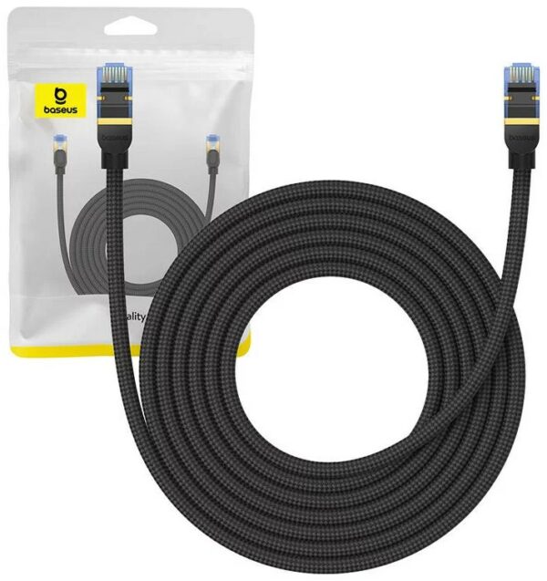 PATCH CORD UTP Baseus Cat7, fire din cupru, round cable, viteza maxima 10 Gbps, PVC, 5m, negru „B0013320B111-05” (timbru verde 0.08 lei) – 6932172646615