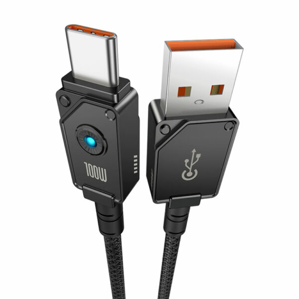 CABLU alimentare si date Baseus Unbreakable, Fast Charging Data Cable pt. smartphone, USB la USB Type-C 100W, 1m, braided aliaj zinc, negru „P10355801111-00” (timbru verde 0.08 lei) – 6932172633233