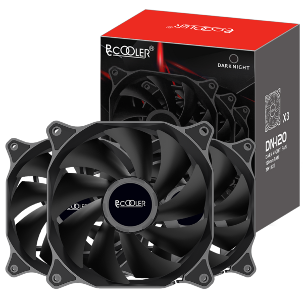 SET 3 VENTILATOARE PCCOOLER, 120mm, 1200 RPM, LED , conector 3 pin, „DN120 3 IN 1”