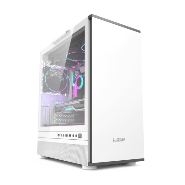 CARCASA PCCOOLER, Tower, ATX, fara sursa, sticla securizata, 1 ventilator inclus , alb, USB 3.2 gen 1 x 1, USB 2.0 x 2, mic, audio, „IE200W”