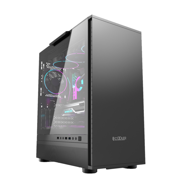 CARCASA PCCOOLER, Tower, ATX, fara sursa, sticla securizata, 1 ventilator inclus , negru, USB 3.2 gen 1 x 1, USB 2.0 x 2, mic, audio,”IE200″”