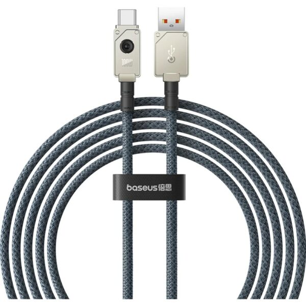 CABLU alimentare si date Baseus Unbreakable, Fast Charging Data Cable pt. smartphone, USB la USB Type-C 100W, 2m, braided aliaj zinc, alb „P10355801221-01” (timbru verde 0.08 lei) – 6932172633219