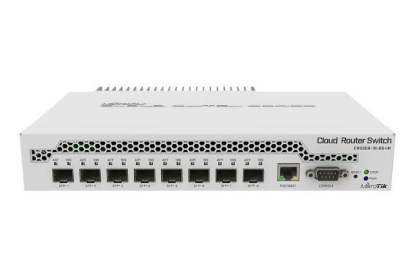 SWITCH Mikrotik NET SWITCH 8PORT SFP+/CRS309-1G-8S+IN „CRS309-1G-8S+IN” (timbru verde 2 lei)