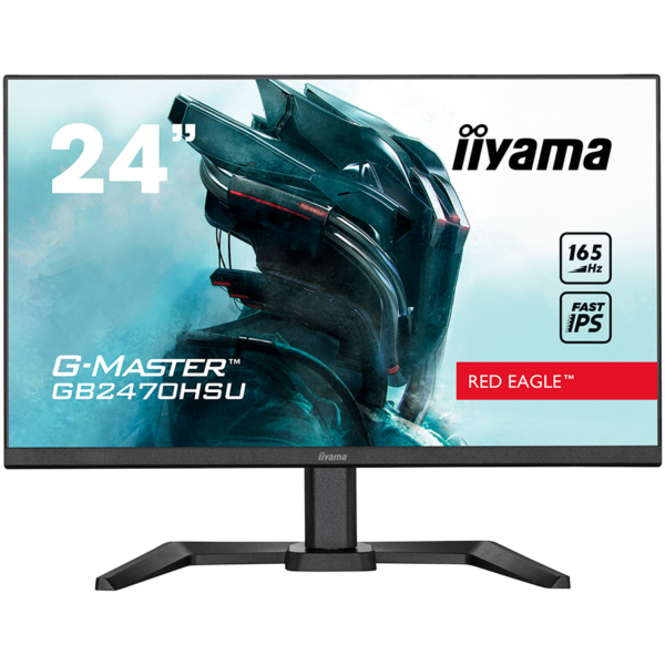 MONITOARE Iiyama 24″ ETE Fast IPS Gaming, G-Master Red Eagle, FreeSync Premium, 1920×1080@165Hz, 250cd/m2, 1100:1, HDMI, DisplayPort, 0,8ms (MPRT), Speakers, USB-HUB (2×2.0), Black Tuner, 15cm Height Adj. Stand „GB2470HSU-B5” (timbru verde 7 lei)