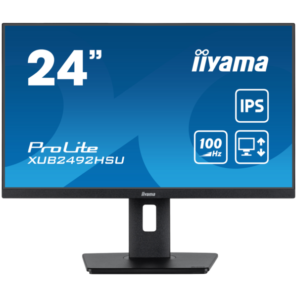 MONITOARE Iiyama LED XUB2492HSU-B6 24″ IPS 1920 x 1080 @100Hz 250 cd/m2 1300:1 0.4ms HDMI DP USBx4 height, swivel, tilt, pivot (rotation both sides) „XUB2492HSU-B6” (timbru verde 7 lei)