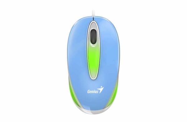 MOUSE Genius, „DX-Mini”, PC sau NB, cu fir, USB, optic, 1000 dpi, butoane/scroll 3/1, LED, albastru, „31010025406” (timbru verde 0.18 lei)