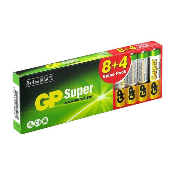Baterie GP Batteries, Super Alcalina AAA (LR03) 1.5V alcalina, shrink 12 buc. „GP24AETA21-2GSWC12” „GPPCA24AS531” (timbru verde 0.96 lei)