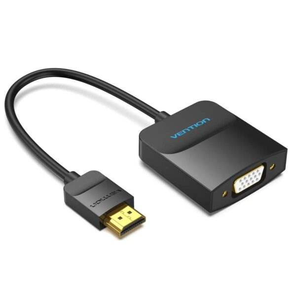 Convertor video Vention, HDMI(T) la VGA (M) si Jack 3.5mm (M), 0.15m, rezolutie maxima 1080p la 60 Hz, conectori auriti, 5V/1A, invelis PVC si ABS, negru, „42154” (timbru verde 0.18lei) – 6922794742154