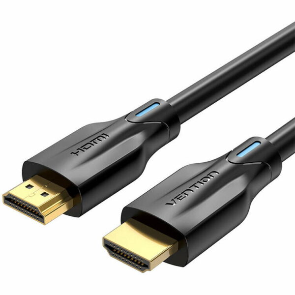 Cablu video Vention, HDMI(T) la HDMI(T), 2m, rezolutie maxima 8K la 60Hz/4K la 120Hz, conectori auriti, cupru/argint, invelis PVC, negru, „AANBH” (timbru verde 0.18lei) – 6922794743502