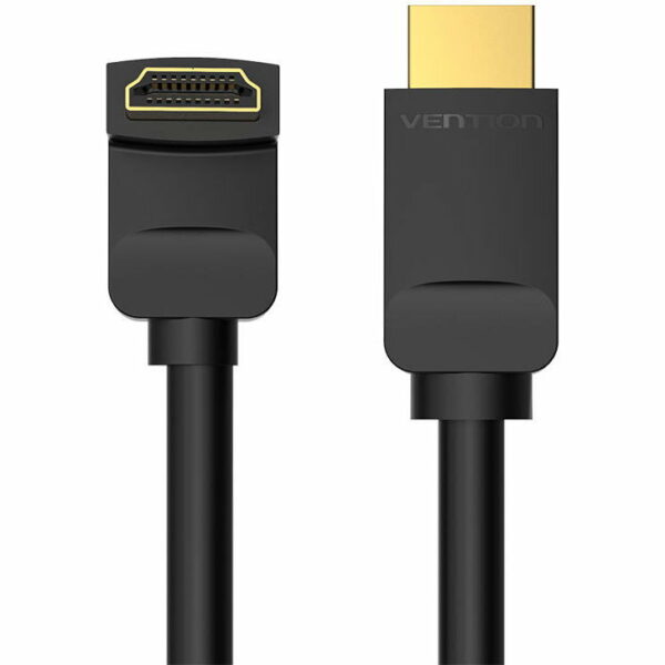 Cablu video Vention, HDMI(T) la HDMI(T), 1.5m, rezolutie maxima 4K la 60Hz, conectori auriti, cupru, unghi 270 grade, negru, „AAQBG” (timbru verde 0.18lei) – 6922794745353