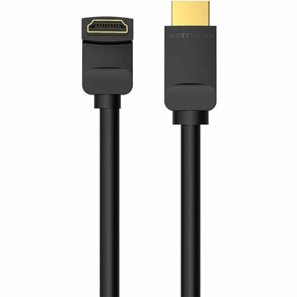 Cablu video Vention, HDMI(T) la HDMI(T), 2m, rezolutie maxima 4K la 60Hz, conectori auriti, cupru, unghi 270 grade, negru, „AAQBH” (timbru verde 0.18lei) – 6922794745360