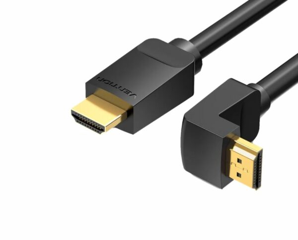 Cablu video Vention, HDMI(T) la HDMI(T), 3m, rezolutie maxima 4K la 60Hz, conectori auriti, cupru, unghi 270 grade, negru, „AAQBI” (timbru verde 0.18lei) – 6922794745377