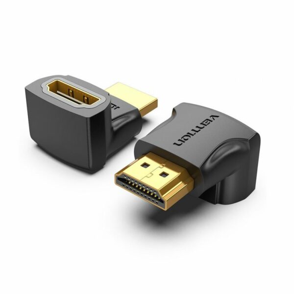 Adaptor video Vention, HDMI(T) la HDMI(M), rezolutie maxima 4K la 60Hz, conectori auriti, unghi 270 grade, invelis PVC, negru, „AINB0” (timbru verde 0.03lei) – 6922794747876