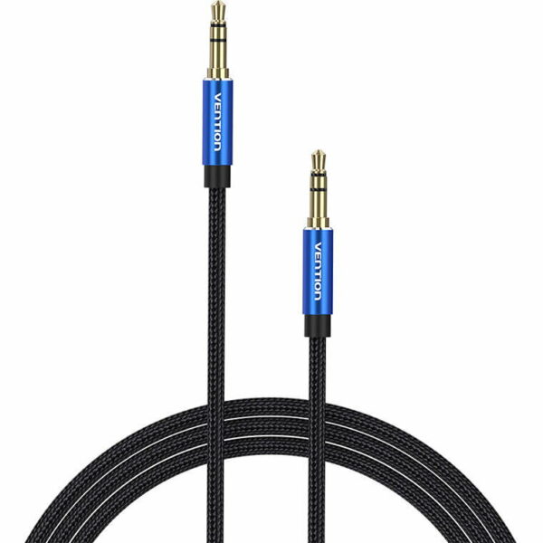 Cablu audio Vention, Jack 3.5mm (T) la Jack 3.5mm (T), 2m, conectori auriti, braided BBC, albastru, „BAWLH” (timbru verde 0.18 lei) – 6922794765986