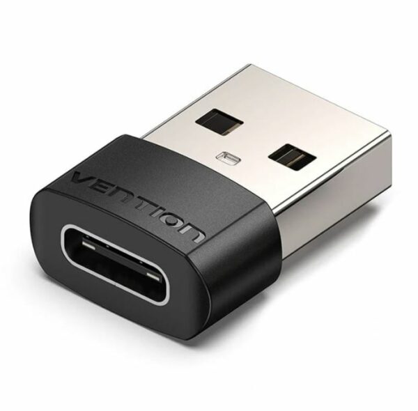 Adaptor USB OTG Vention, USB 2.0 (T) la USB Type-C (M), rata transfer 480 Mbps, invelis PVC, negru, „CDWB0” (timbru verde 0.03 lei) – 6922794755277