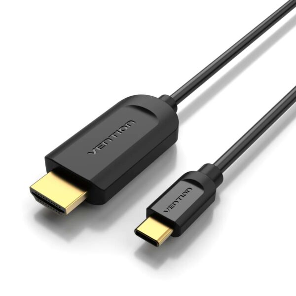 Cablu video Vention, USB Type-C(T) la HDMI(T), 2m, rezolutie maxima 4K la 30Hz, conectori auriti, cupru, invelis PVC, negru, „CGUBH” (timbru verde 0.18lei) – 6922794742079