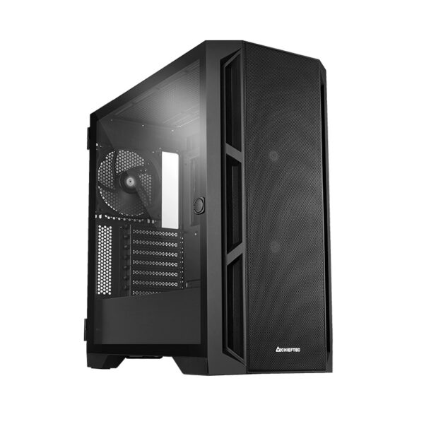 CARCASA Chieftec „APEX”, Tower, ATX, fara sursa, 3xfan, USB 3.2 gen 2 Type-C x 2, USB 3.2 gen 1 x 2, USB 2.0 x 1, audio, mic, PSU shroud, 7 sloturi expansiune, iluminare ARGB, negru, „GA-01B-M-OP” (timbru verde 0.32lei)