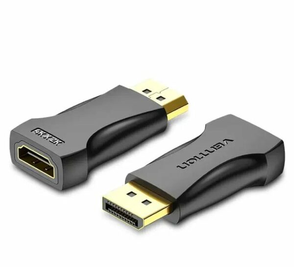 Adaptor video Vention, DisplayPort(T) la HDMI(M), , rezolutie maxima 4K la 30Hz, conectori auriti, cupru, invelis PVC, negru, „HBPB0” (timbru verde 0.18lei) – 6922794752610