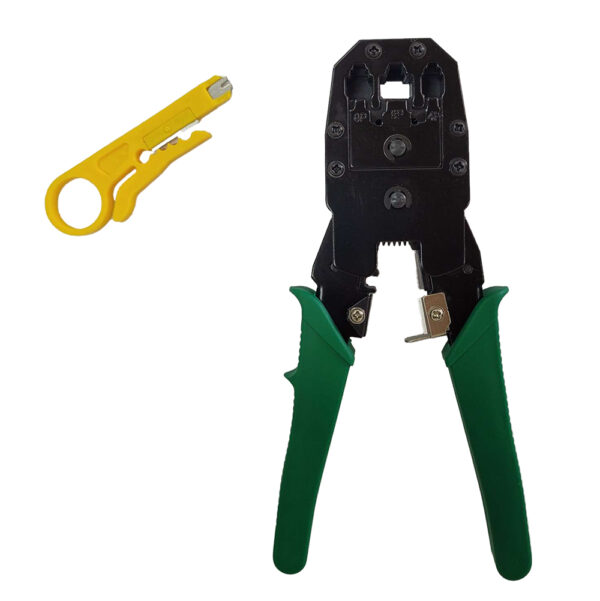 CLESTE sertizare conectori RJ45, SPACER, Unealta dezizolare cablu si punch, functii: sertizare mufe, RJ45, RJ0, RJ11, taiere cablu. „SPNT-CRIMPER-2”