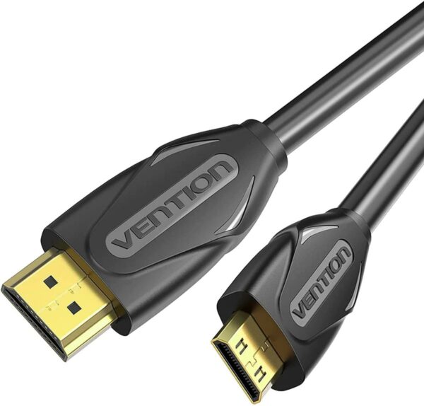 Cablu video Vention, HDMI(T) -miniHDMI(M), 1m, rezolutie maxima 4K la 30Hz, conectori auriti, cupru, dublu sens,invelis PVC, negru, „VAA-D02-B100” (timbru verde 0.18lei) – 6922794721036