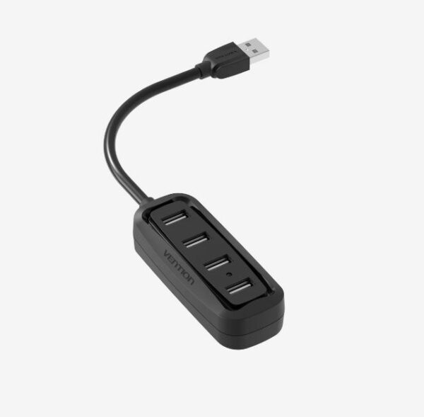 HUB USB Vention, porturi: 4 x USB 2.0, conectare prin USB 2.0 (T), rata transfer 480 Mbps, ABS, cablu 0.15m, negru, „VAS-J43-B015” (timbru verde 0.18 lei) – 6922794720121
